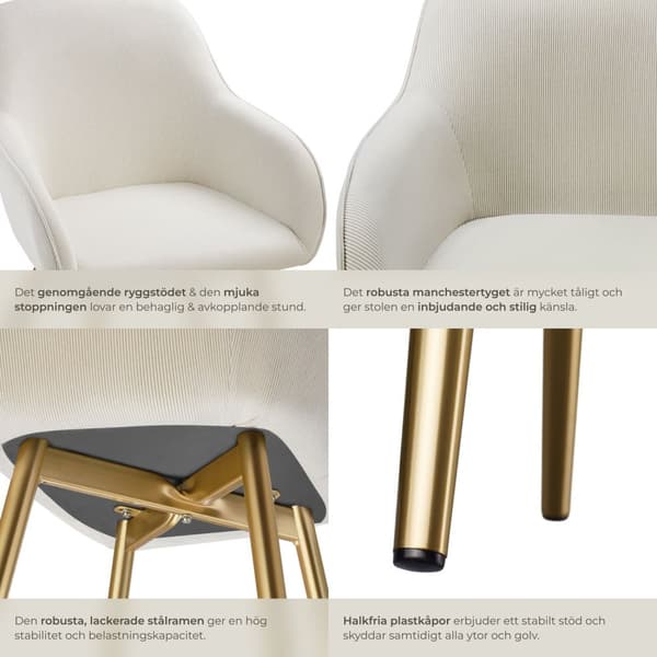 Marilyn Stol, vadderad - grädde/guld, per styck