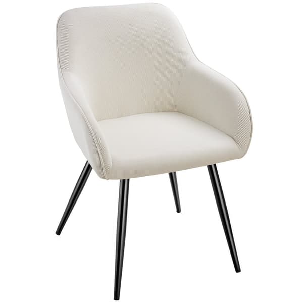 Stol Marilyn, fløjl, polstret - creme/sort,Sæt med 2 stk.