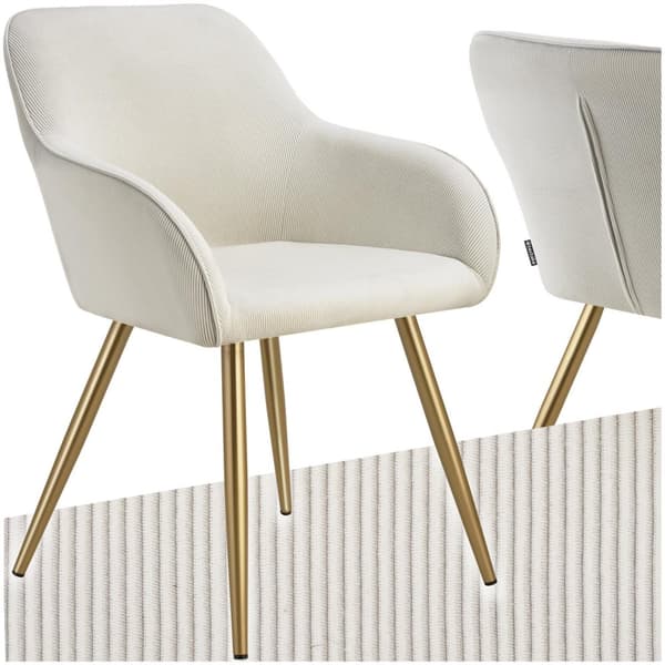 Stol Marilyn, fløjl, polstret - creme/guld,pr. stk.