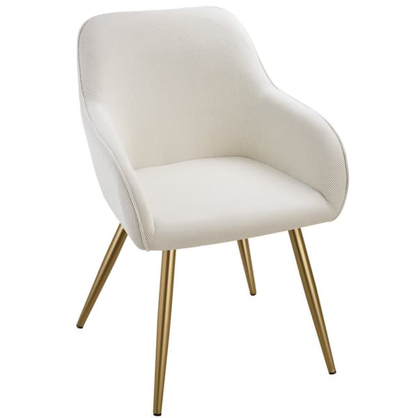 Stol Marilyn, fløjl, polstret - creme/guld,Sæt med 2 stk.