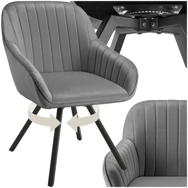 Drejelig velour stol Snug, polstret - grå,pr. stk.