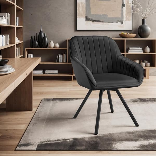 Drejelig velour stol Snug, polstret - sort,Sæt med 6 stk.