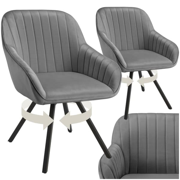 Drejelig velour stol Snug, polstret - grå,Sæt med 2 stk.