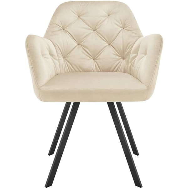 Drejelig velour stol Lucia, polstret - creme,Sæt med 4 stk.