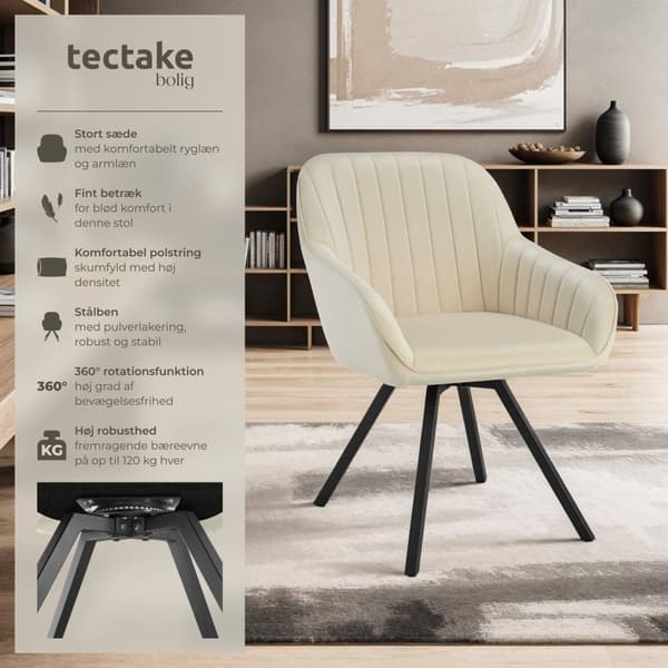 Drejelig velour stol Snug, polstret - creme,pr. stk.