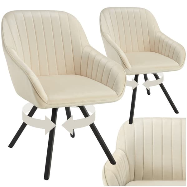 Drejelig velour stol Snug, polstret - creme,Sæt med 2 stk.