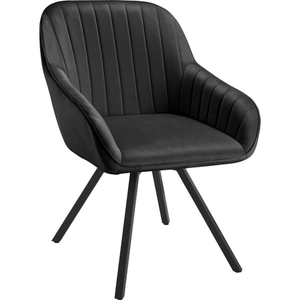 Drejelig velour stol Snug, polstret - sort,Sæt med 2 stk.