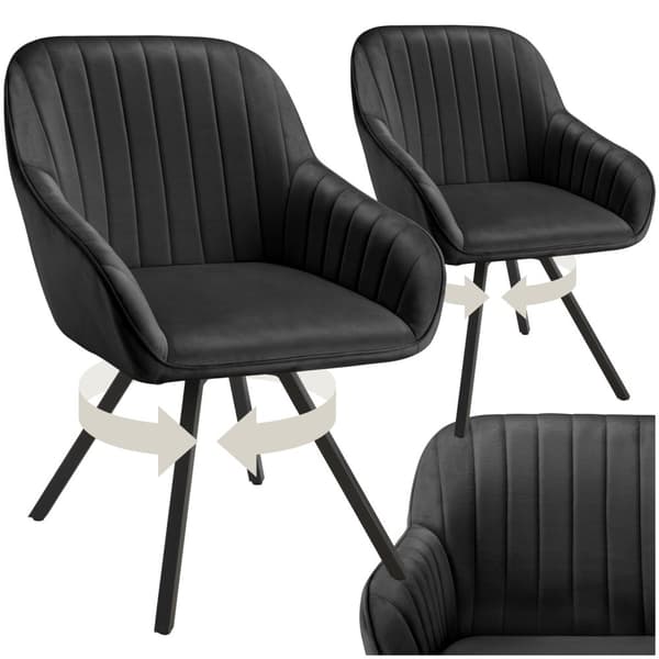 Drejelig velour stol Snug, polstret - sort,Sæt med 2 stk.