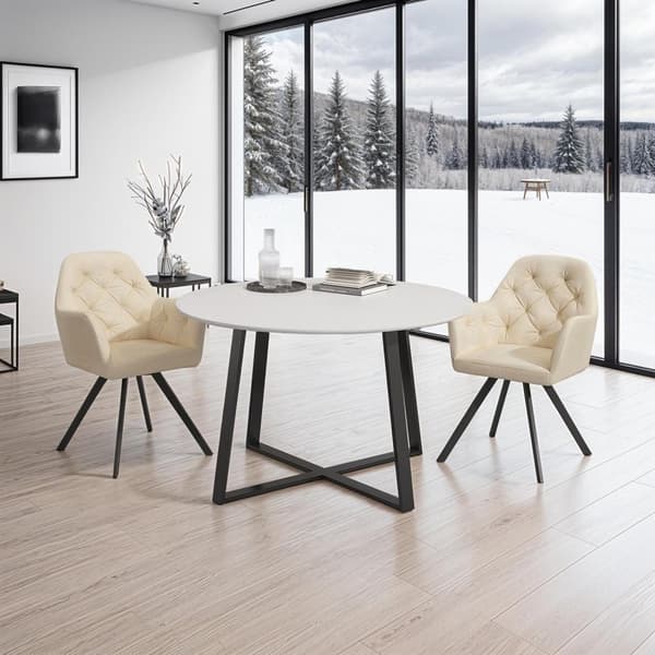 Drejelig velour stol Lucia, polstret - creme,Sæt med 2 stk.