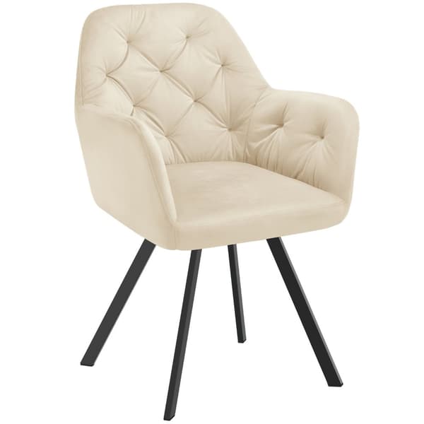 Drejelig velour stol Lucia, polstret - creme,Sæt med 2 stk.