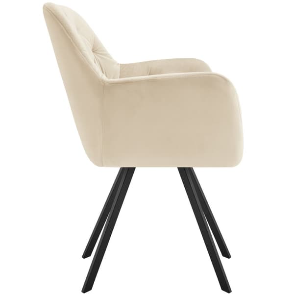 Drejelig velour stol Lucia, polstret - creme,Sæt med 2 stk.