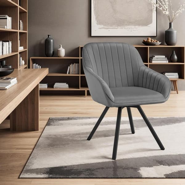 Drejelig velour stol Snug, polstret - grå,Sæt med 6 stk.