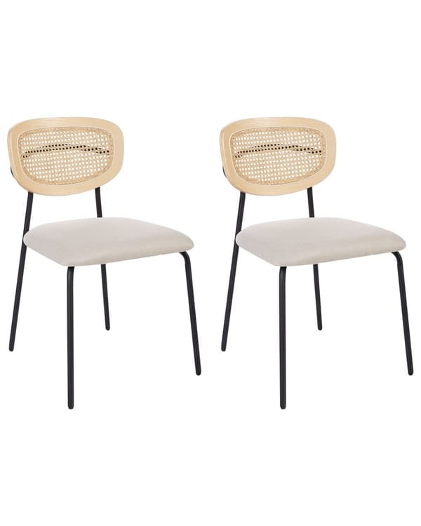 Spisebordsstol Træ Sæt af 2 Spisestole med Metalben Moderne Spisestuestol Retro Design Stole til Spisebord