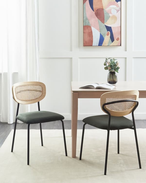 Spisebordsstol Træ Sæt af 2 Spisestole med Metalben Moderne Spisestuestol Retro Design Stole til Spisebord