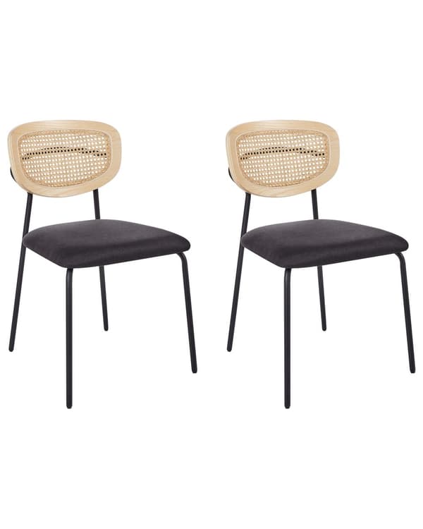Spisebordsstol Træ Sæt af 2 Spisestole med Metalben Moderne Spisestuestol Retro Design Stole til Spisebord
