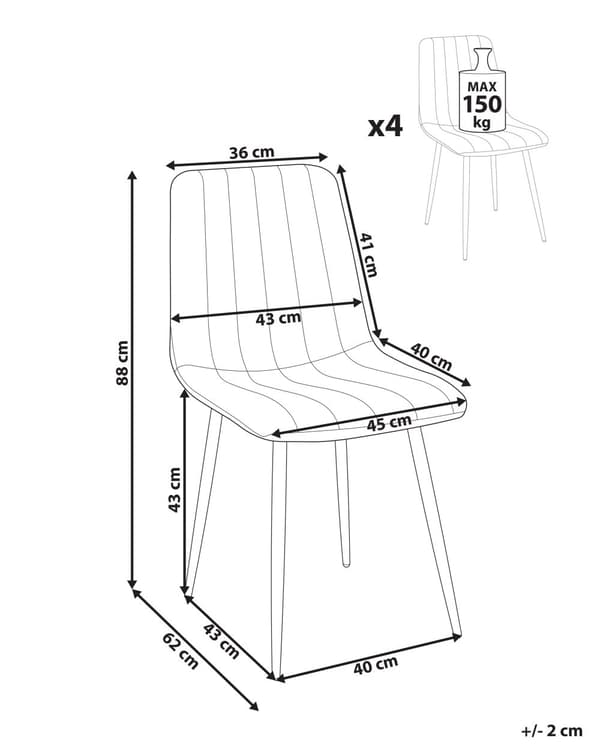 Sett med 4 Spisestoler Fløyel Off-White Spisestue Jernben Moderne Stil