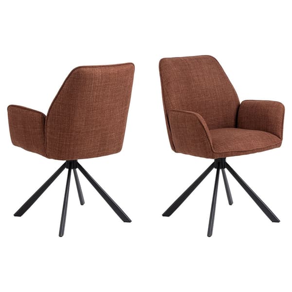 2 x Glenda matstol med armstöd snurrfunktion orange.