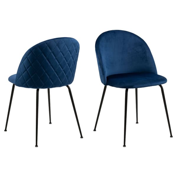 2 x Louise spisestuestol velour blå.