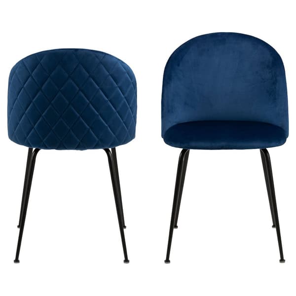 2 x Louise spisestuestoler velour blå.