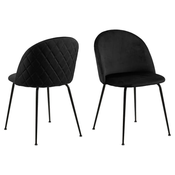 2 x Louise spisestuestoler velour svart.