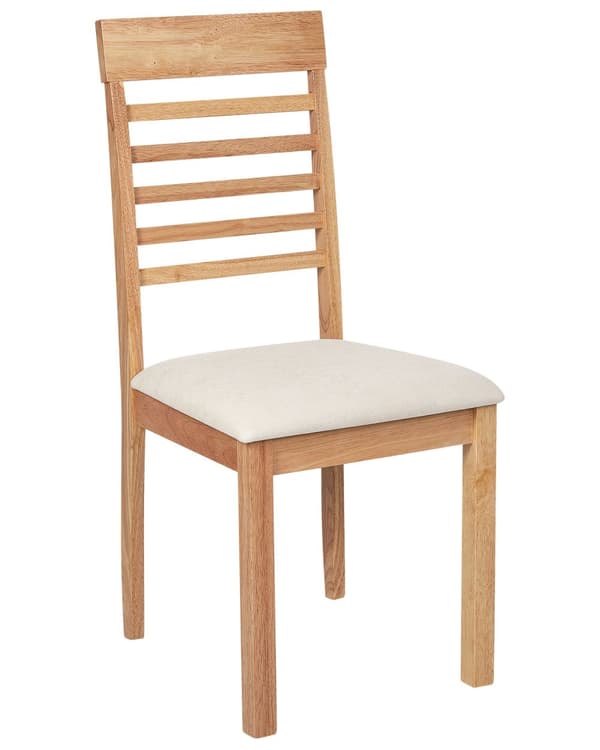 Matstol 2 st Ljusbeige Polyester Gummi Trä Ljust Trä Stoppade