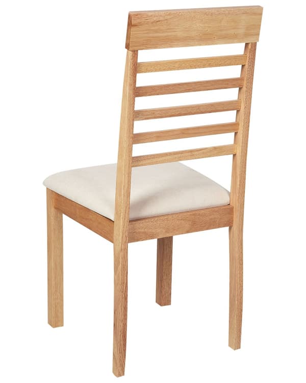 Matstol 2 st Ljusbeige Polyester Gummi Trä Ljust Trä Stoppade