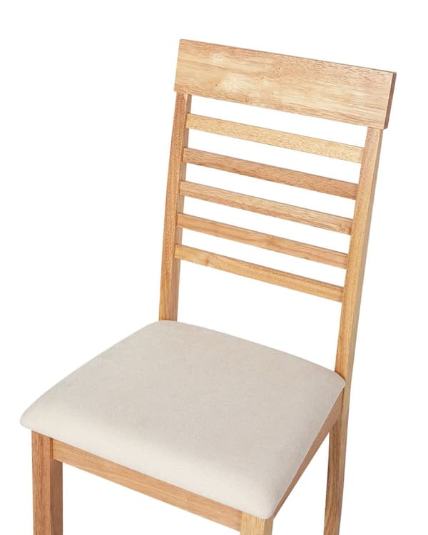 Matstol 2 st Ljusbeige Polyester Gummi Trä Ljust Trä Stoppade