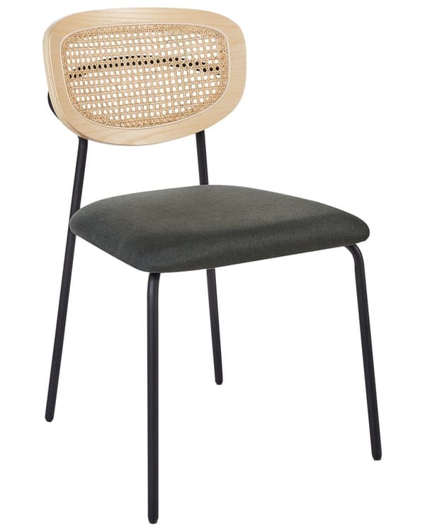 Sett med 2 Spisestoler Oransje Polyester Svarte Metallben Uten Armlener Buet form Moderne design Kjøkken Spisestue