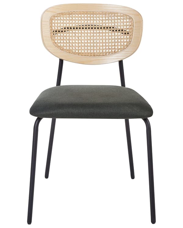 Sett med 2 Spisestoler Oransje Polyester Svarte Metallben Uten Armlener Buet form Moderne design Kjøkken Spisestue
