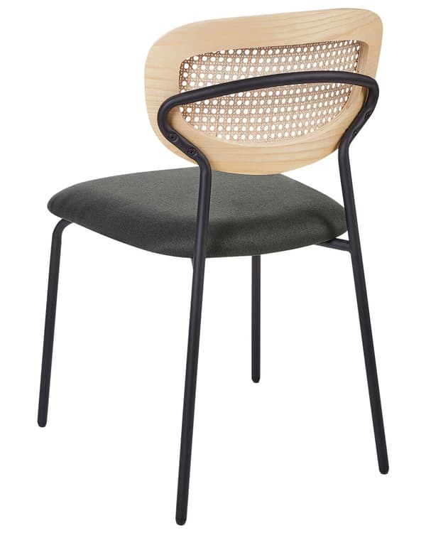 Sett med 2 Spisestoler Oransje Polyester Svarte Metallben Uten Armlener Buet form Moderne design Kjøkken Spisestue