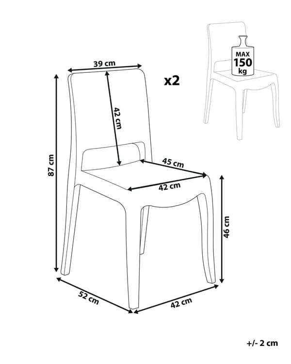Set med 2 Matstolar Genomskinlig Syntetiskt Material Armlös Stapelbara Modern Design