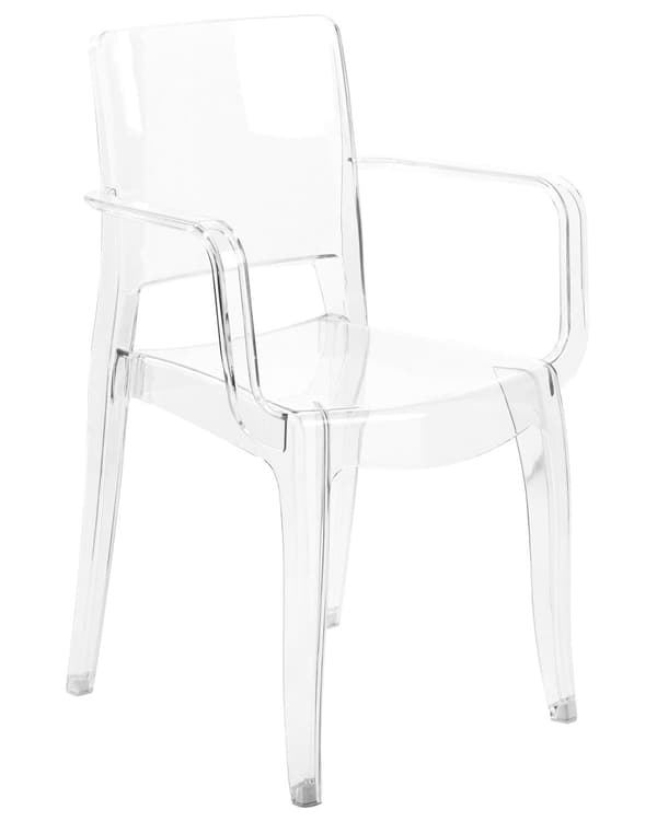 Sett med 2 Spisestuestoler Gjennomsiktig Syntetisk Materiale Solid Rygg med armlener Stablebar Moderne