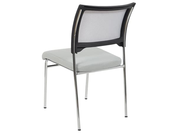 Sett med 4 spisestuestoler Grå armløse benkapper Jernben Stabelbare konferansestoler Moderne moderne skandinavisk design Spisestuestoler