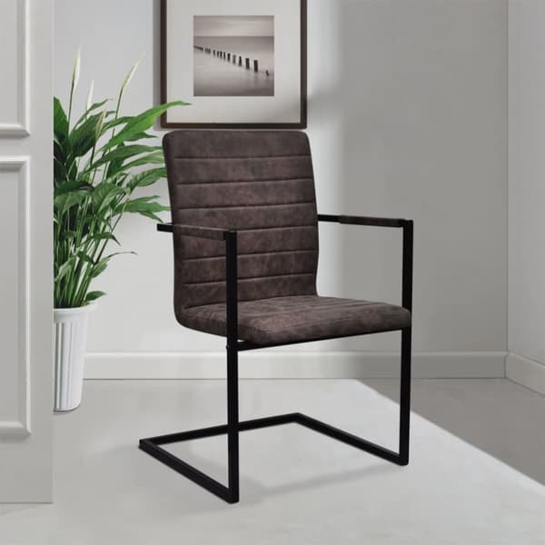 spisebordsstole med cantilever 6 stk. kunstlæder brun