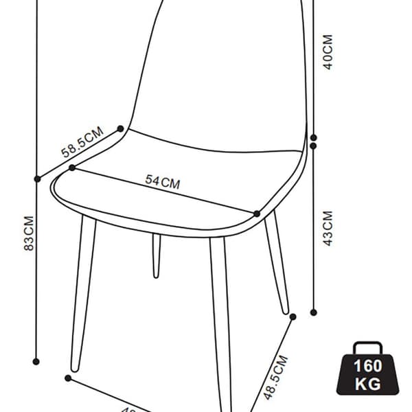 Fiolo6 spisestuestoler sett med 6 stk. lysegrå.
