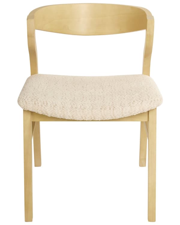 Matstolar 2 st Ljust Trä och Beige Plywood Polyester Bouclé Tyg Gummiträ Ben Retro Traditionell Stil
