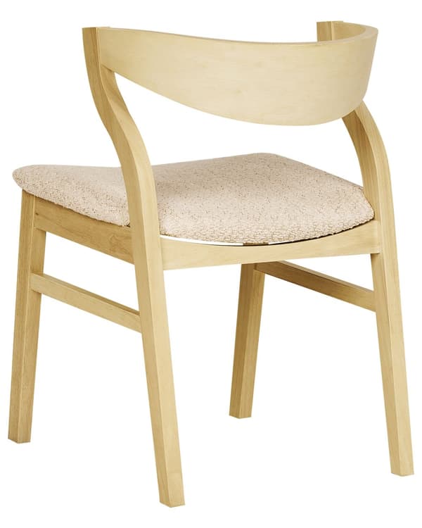 Matstolar 2 st Ljust Trä och Beige Plywood Polyester Bouclé Tyg Gummiträ Ben Retro Traditionell Stil
