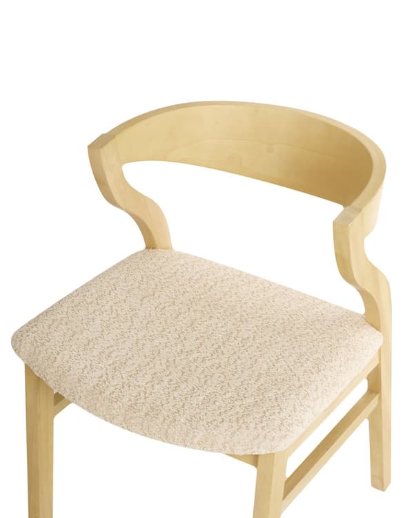 Matstolar 2 st Ljust Trä och Beige Plywood Polyester Bouclé Tyg Gummiträ Ben Retro Traditionell Stil