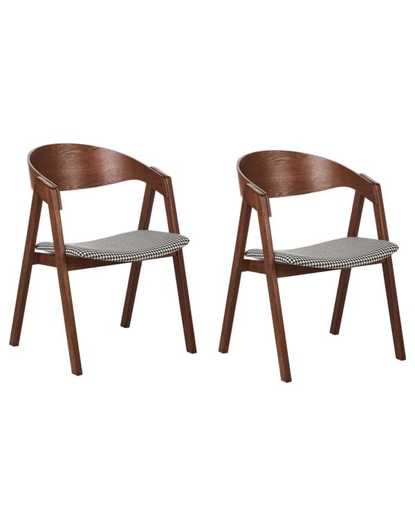 Matstolar 2 st Ljust Trä och Grön Plywood Polyester Hundtandsmönster Gummiträ Ben Retro Traditionell Stil
