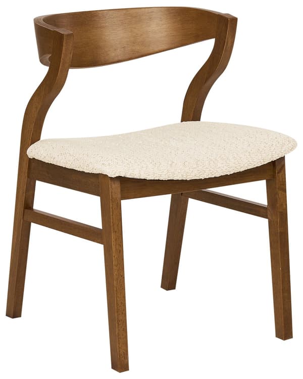 Sett med 2 spisestoler Beige Lyst tre Polyester Kryssfiner Gummitre Armlener Retro og moderne stil Spisestue Kjøkken