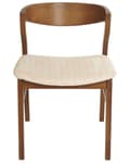 Miniatyrbilde 5 av 9: Sett med 2 spisestoler Beige Lyst tre Polyester Kryssfiner Gummitre Armlener Retro og moderne stil Spisestue Kjøkken