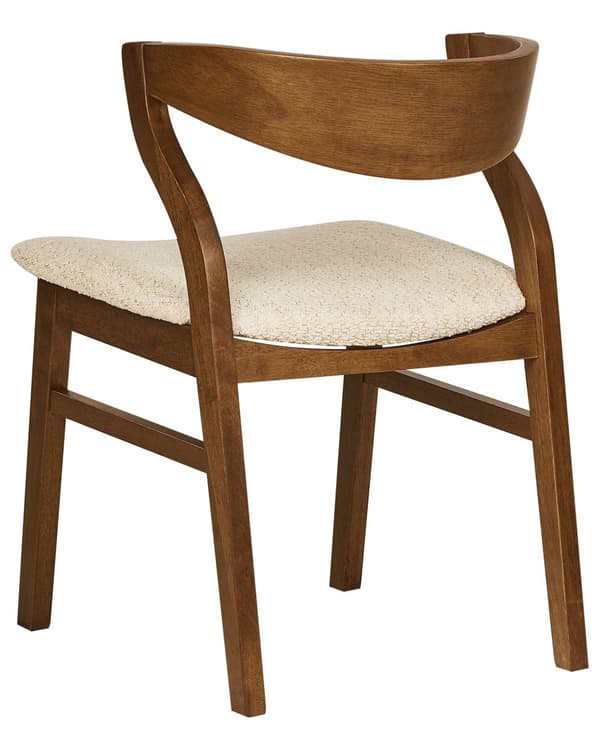 Sett med 2 spisestoler Beige Lyst tre Polyester Kryssfiner Gummitre Armlener Retro og moderne stil Spisestue Kjøkken