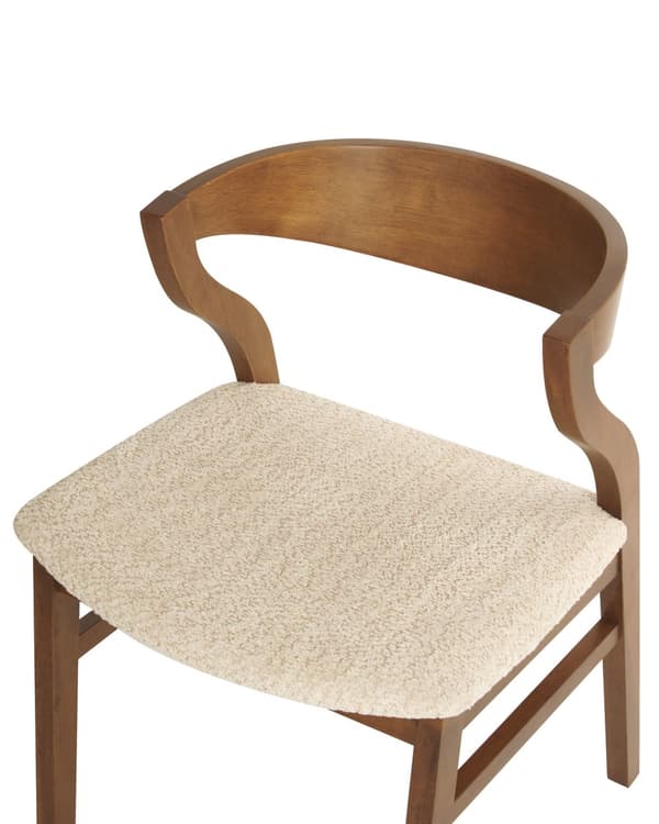Sett med 2 spisestoler Beige Lyst tre Polyester Kryssfiner Gummitre Armlener Retro og moderne stil Spisestue Kjøkken