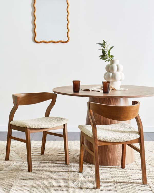 Sett med 2 spisestoler Beige Lyst tre Polyester Kryssfiner Gummitre Armlener Retro og moderne stil Spisestue Kjøkken
