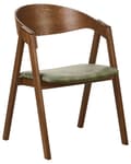 Miniatyrbilde 4 av 9: Sett med 2 spisestoler Mørkt tre Grønn Kryssfiner Gummitre Polyester Armlener Rundt formet ryggstøtte Retro og moderne stil Spisestue Kjøkken