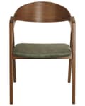 Miniatyrbilde 5 av 9: Sett med 2 spisestoler Mørkt tre Grønn Kryssfiner Gummitre Polyester Armlener Rundt formet ryggstøtte Retro og moderne stil Spisestue Kjøkken