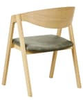 Miniatyrbild 6 av 9: Matstolar 2 st Ljust Trä och Grön Plywood Polyester Sammetstyg Gummiträ Ben Retro Traditionell Stil
