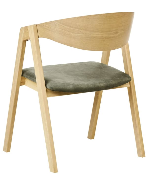 Matstolar 2 st Ljust Trä och Grön Plywood Polyester Sammetstyg Gummiträ Ben Retro Traditionell Stil
