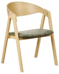 Miniatyrbillede 4 af 9: Spisebordsstol Lyst Træ Grøn Velour Sæt af 2 Spisestole med Armlæn Klassiske Spisestuestol Retro Design Træstole til Spisebord