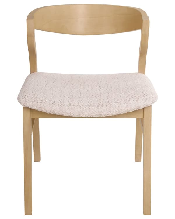 Spisebordsstol Lyst Træ Beige Boucle Sæt af 2 Spisestole Klassiske Spisestuestol Buet Ryglæn Retro Design Træstole til Spisebord